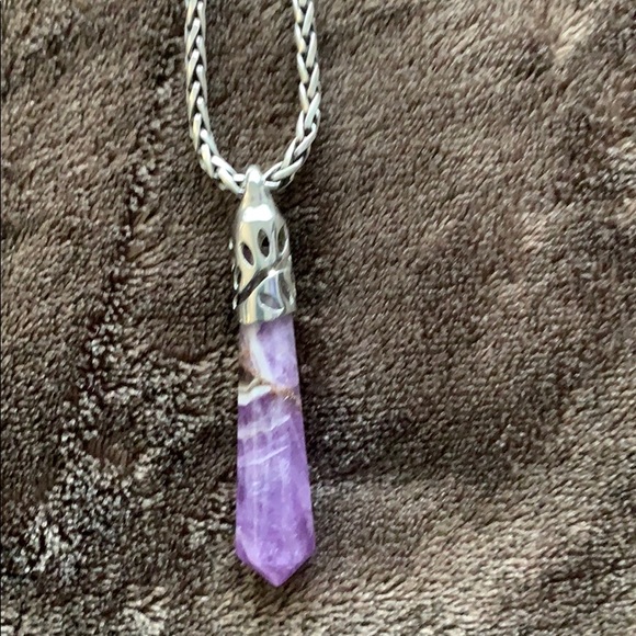 n/a Jewelry - Amethyst Wand Silver Pendant